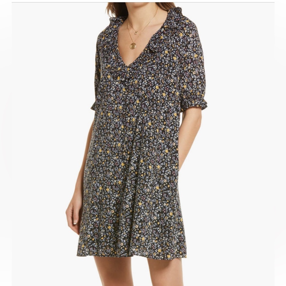 Madewell Folk Floral Ruffle Dress